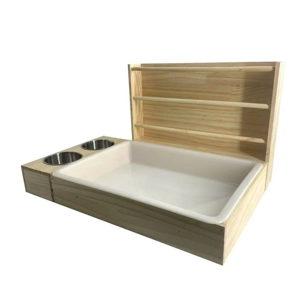 Wooden Rabbit Hay Feeder with Litter Box