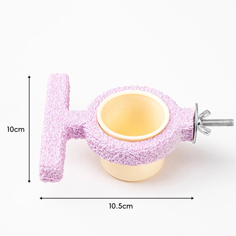 Parrot Perch & Claw Grinding Stand with Food Cup