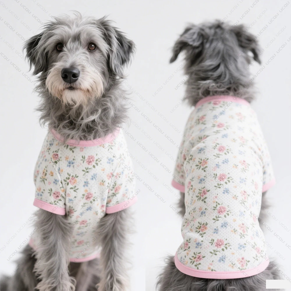 Floral Print Short-Sleeve Dog T-Shirt