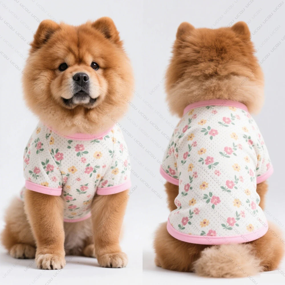 Floral Print Short-Sleeve Dog T-Shirt
