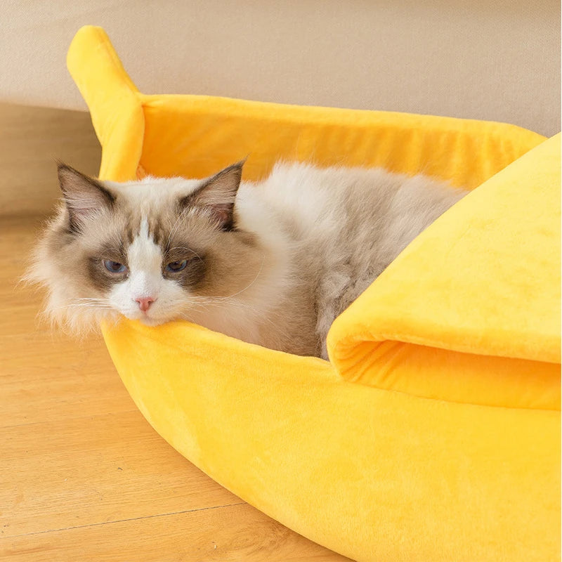 Banana Cat Bed & Cozy Pet Basket