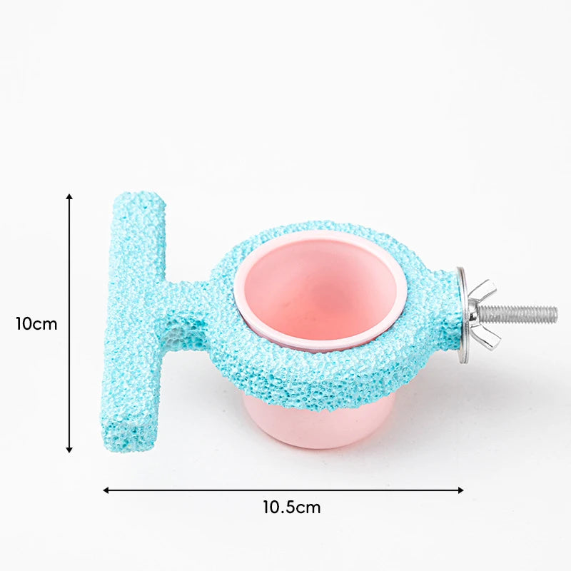 Parrot Perch & Claw Grinding Stand with Food Cup