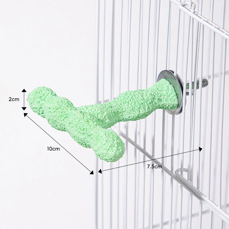 Parrot Perch & Claw Grinding Stand with Food Cup