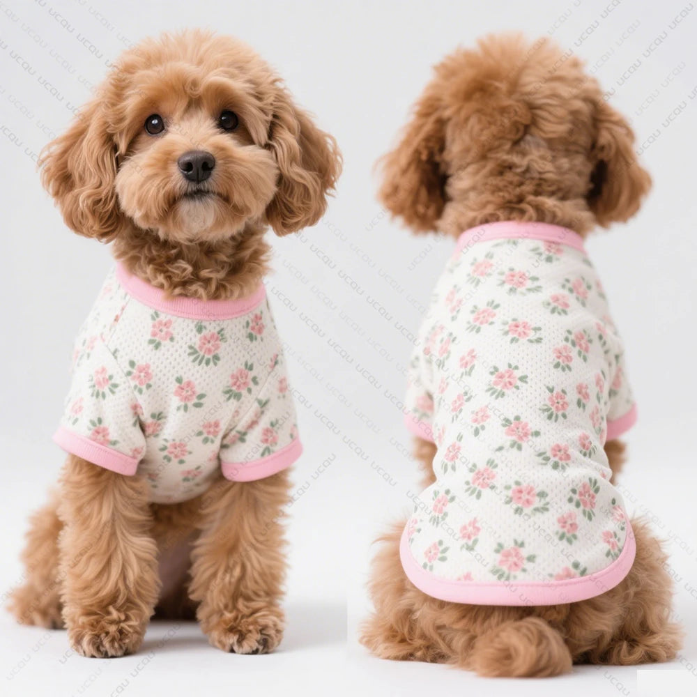 Floral Print Short-Sleeve Dog T-Shirt