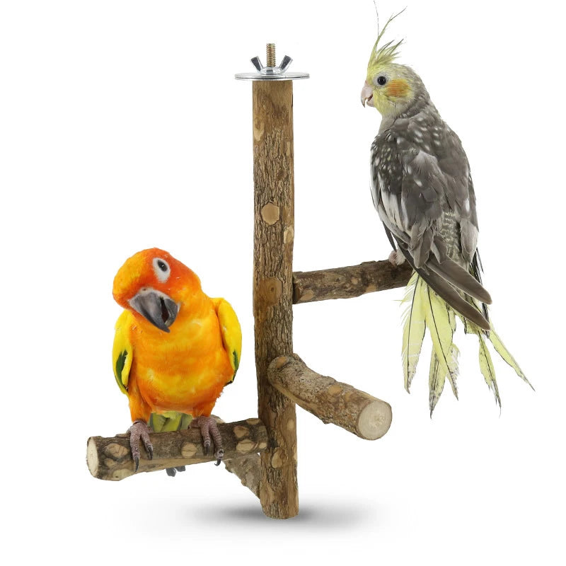 Natural Wood Bird Branch Perch Stand