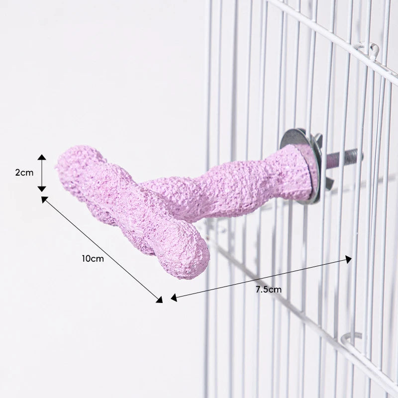 Parrot Perch & Claw Grinding Stand with Food Cup