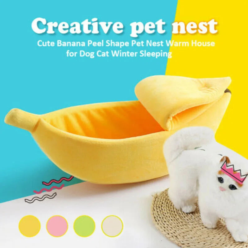 Banana Cat Bed & Cozy Pet Basket