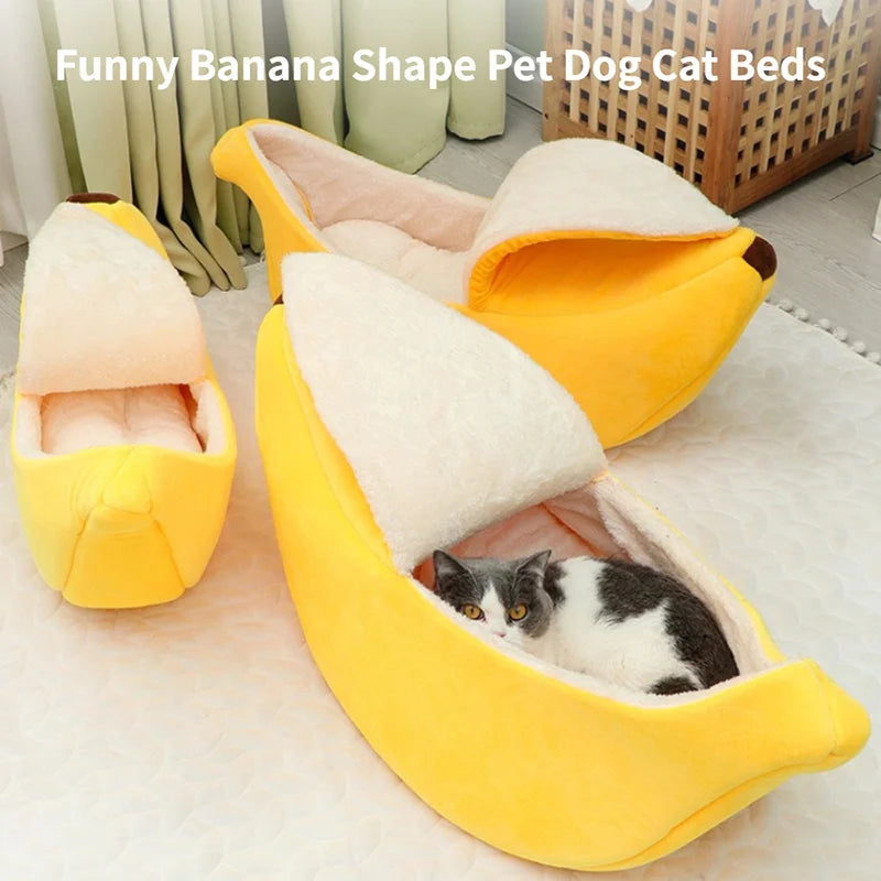 Banana Cat Bed & Cozy Pet Basket
