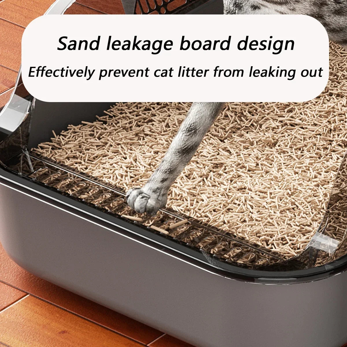 Semi-Enclosed Splashproof Cat Litter Box with Scoop