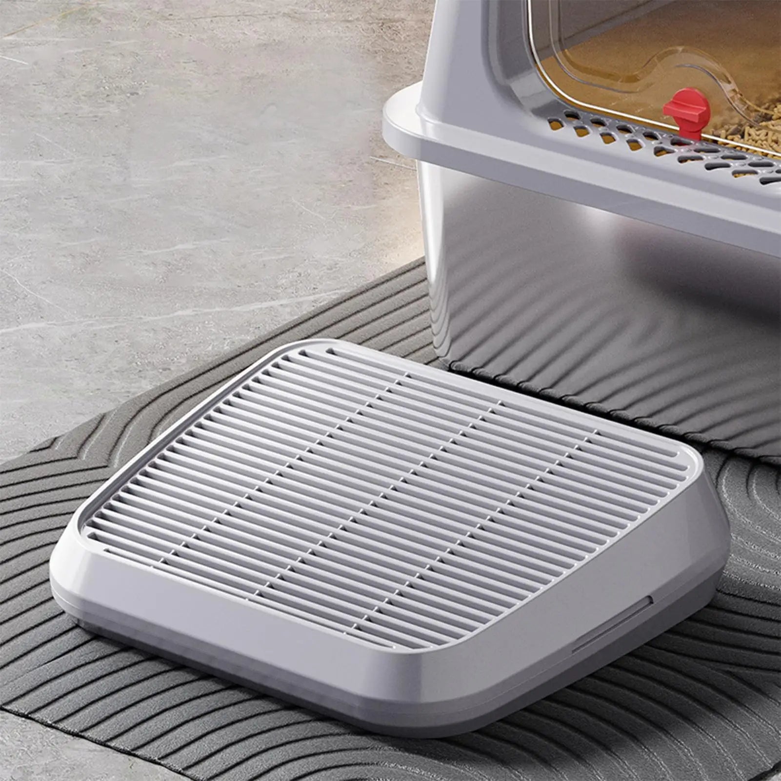 Double-Layer Cat Litter Catcher Ramp Tray