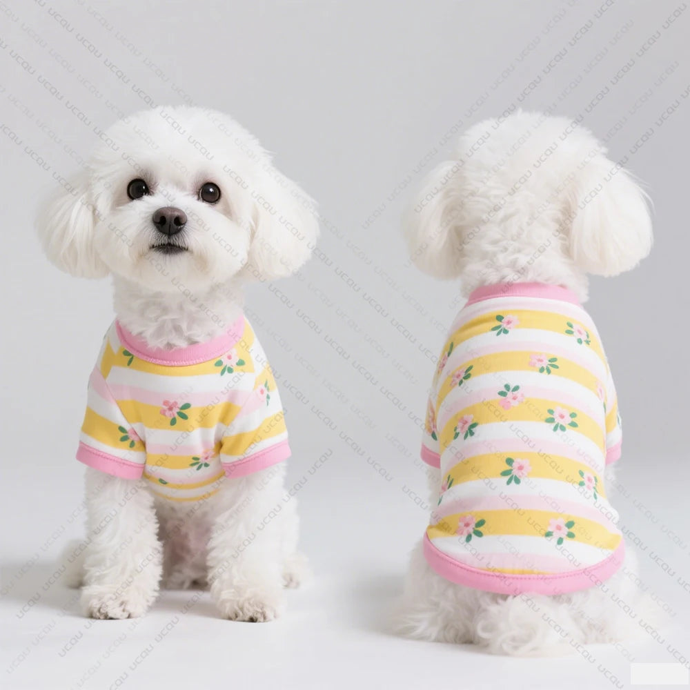 Floral Print Short-Sleeve Dog T-Shirt