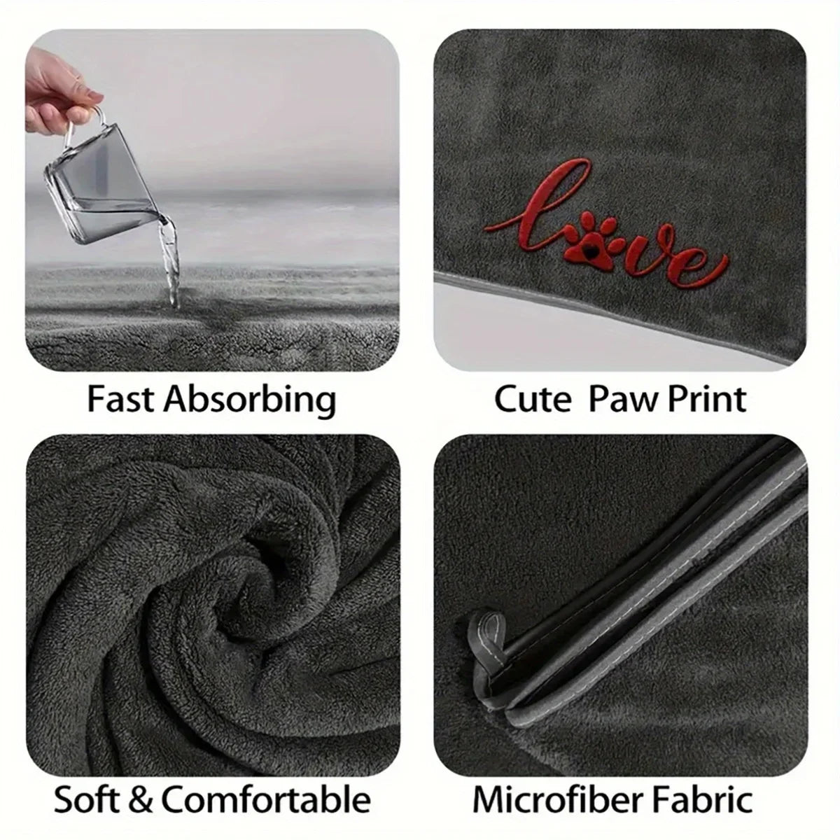 Quick-Dry Microfiber Pet Bath Towel