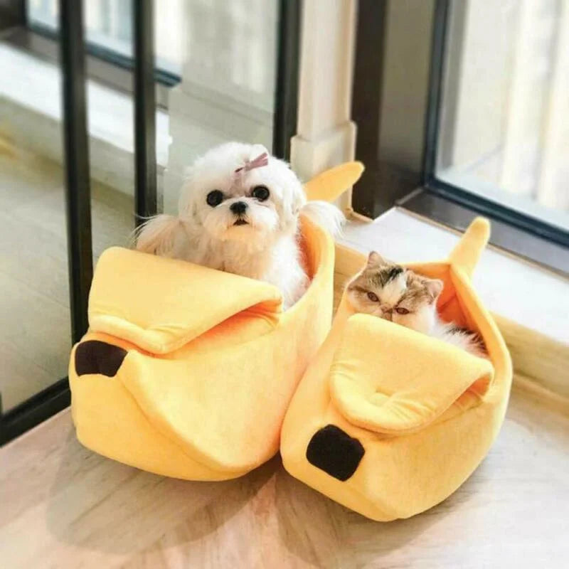 Banana Cat Bed & Cozy Pet Basket