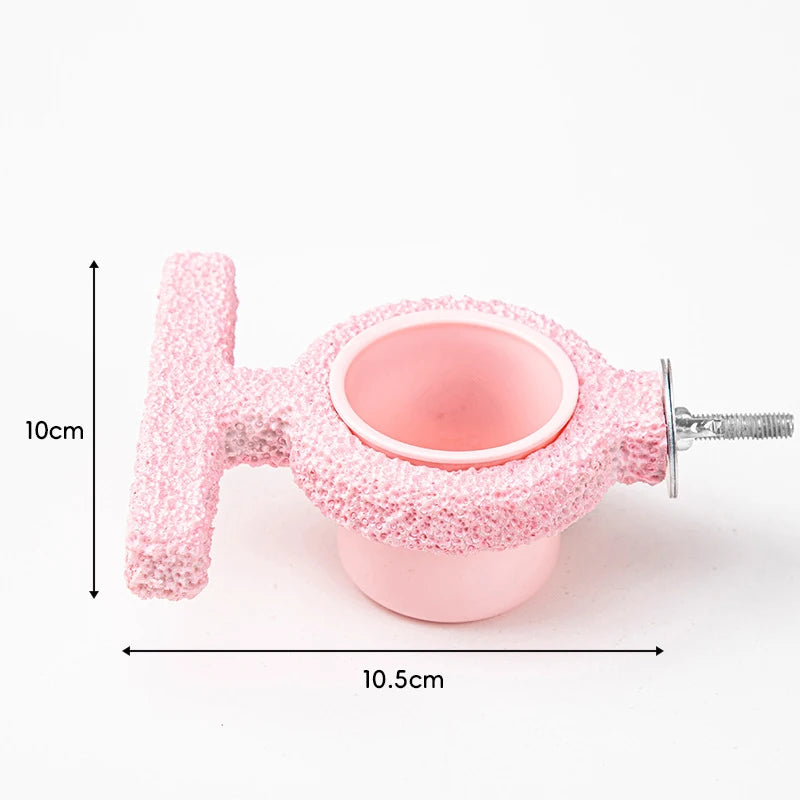 Parrot Perch & Claw Grinding Stand with Food Cup