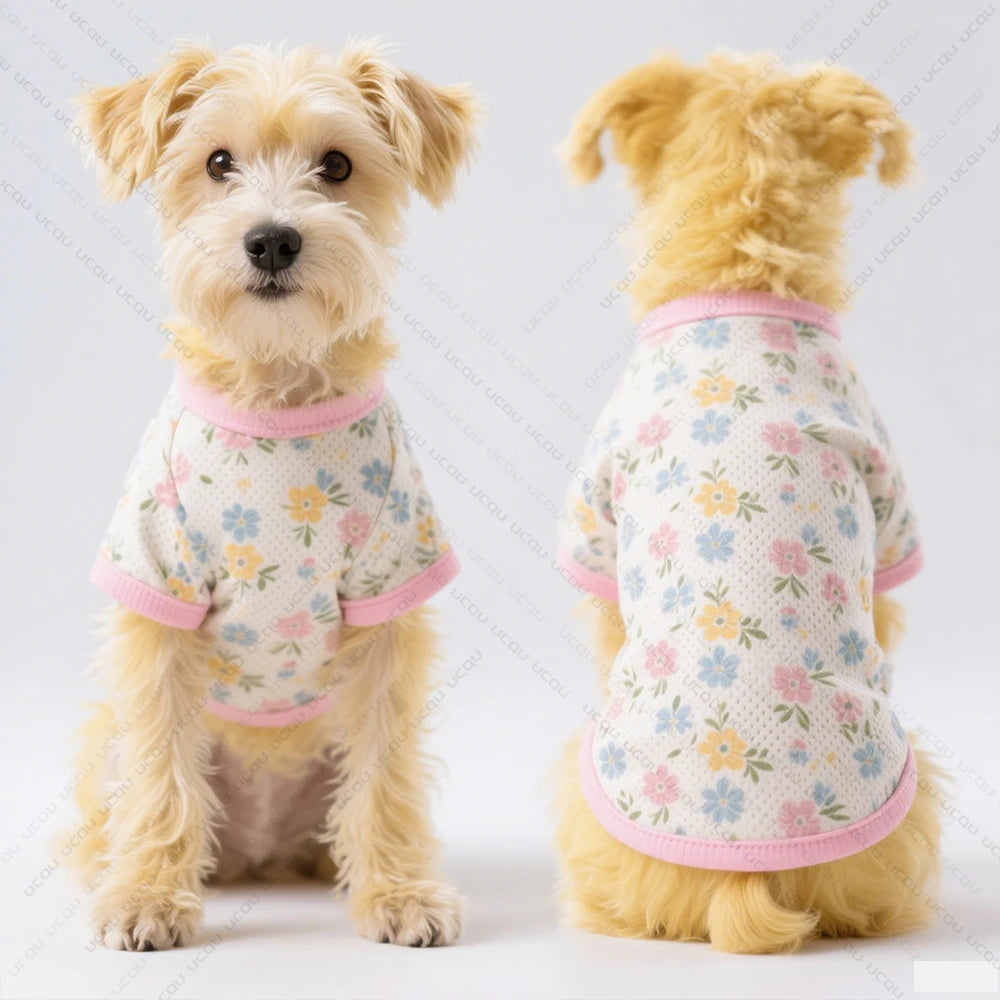 Floral Print Short-Sleeve Dog T-Shirt