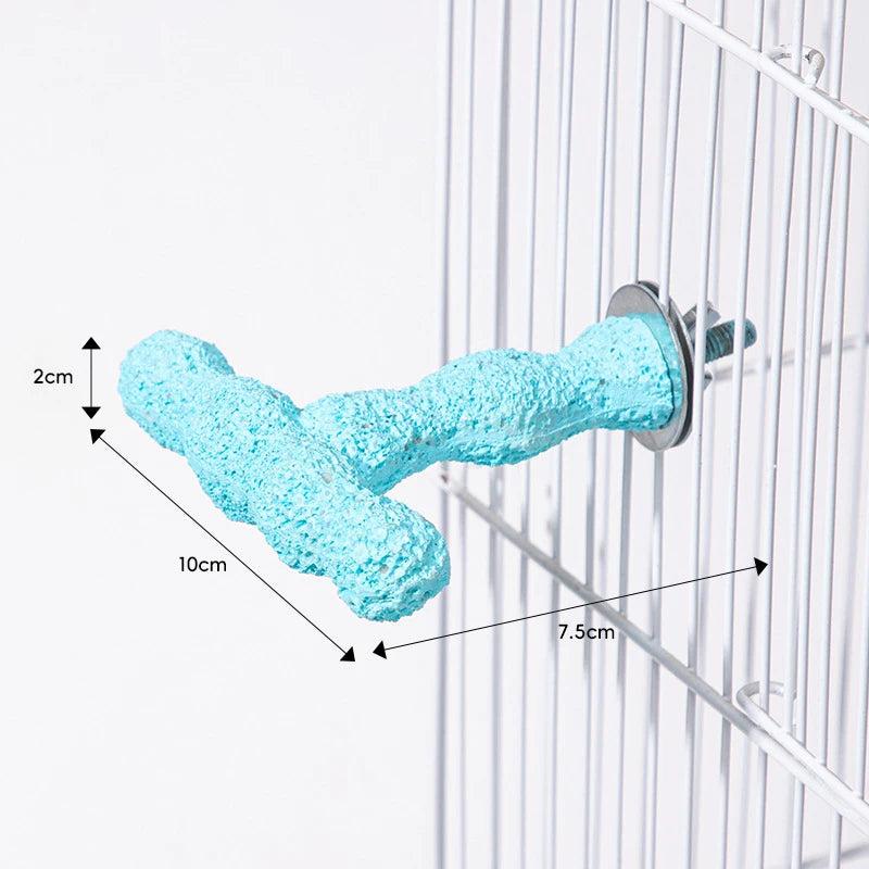 Parrot Perch & Claw Grinding Stand with Food Cup